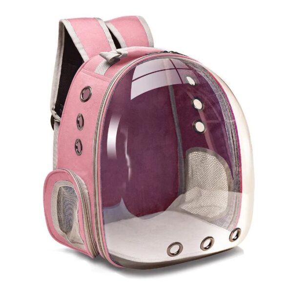 Sac cage de transport transparent pour les chats et les chiens couleur rose et gris