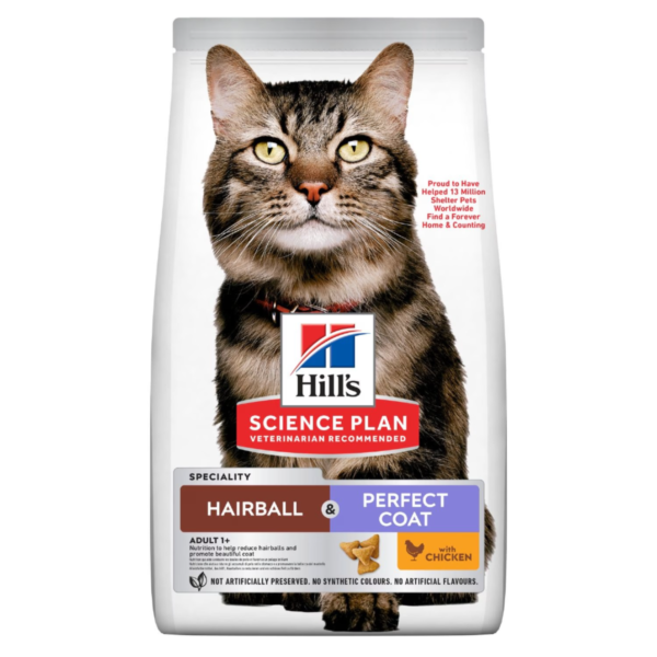 Hairball & Perfect Coat – Croquettes pour Chat Adulte – au Poulet 1.5 kg