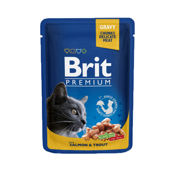 Sachets pour chats Brit Premium avec saumon et truite