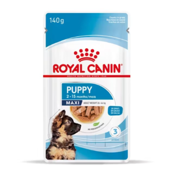 ROYAL CANIN® Maxi Puppy Sauce – Aliment complet Pour chiots de grandes races (poids adulte de 26 à 44 kg)