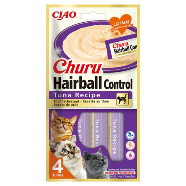 Churu Hairball Control – 4 Tubes au Thon 🐱🐟