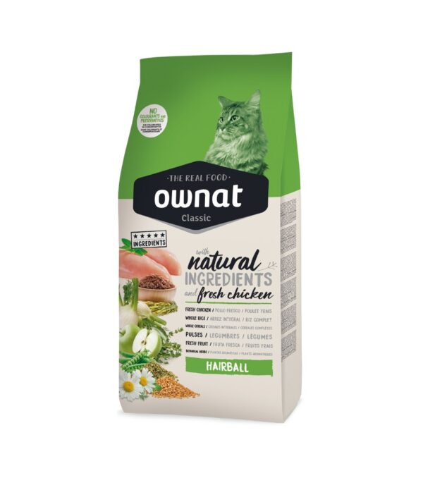 OWNAT Classic Hairball croquettes au poulet  pour  les chats adulte 1.5