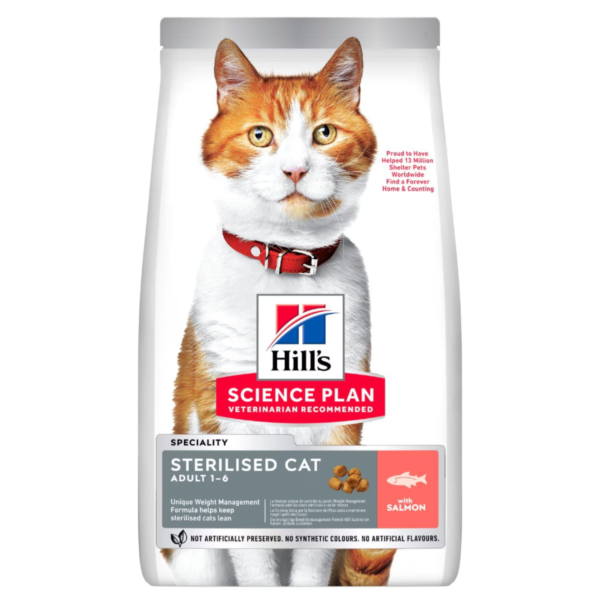 Hill’s Science Plan Croquettes pour Chat Adulte Stérilisé (1-6) – au Saumon 1.5 kg