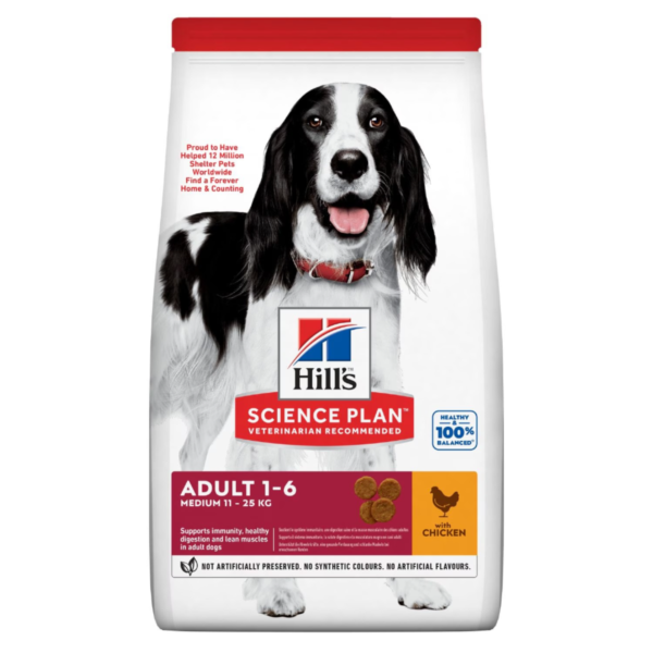 Hill’s Science Plan Croquettes pour Chien Adulte (1-6) – Moyenne Race – au Poulet