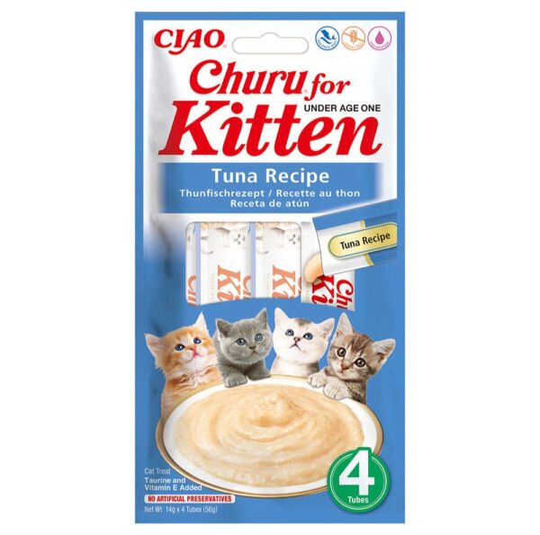 4 tube Churro  en Purée pour  les chatons –au Thon 🐱🐟